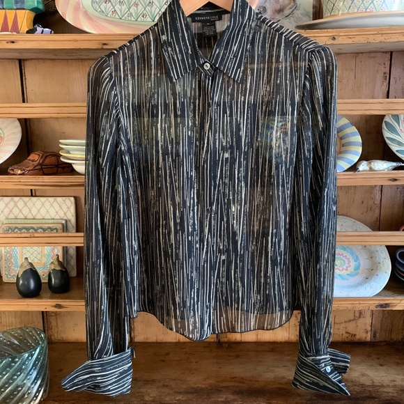 Vintage Kennith Cole Sheer Silk Blouse - Picture 2 of 3